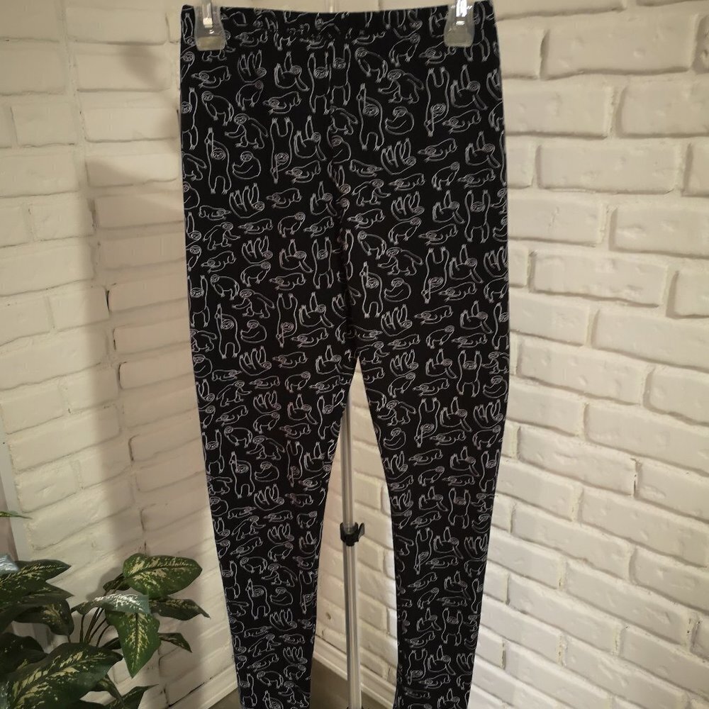 Just Cozy Faux Fur Lined Elastic Waist Sloth Leggigs